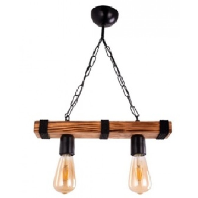 Φωτιστικό "RAIL" δίφωτο από ξύλο σε χρώμα μαύρο 40x15x60 E27