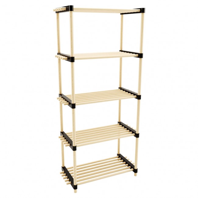 Ραφιέρα "MADERA" με πέντε ράφια από μασίφ ξύλο σε φυσικό χρώμα 56x28x119