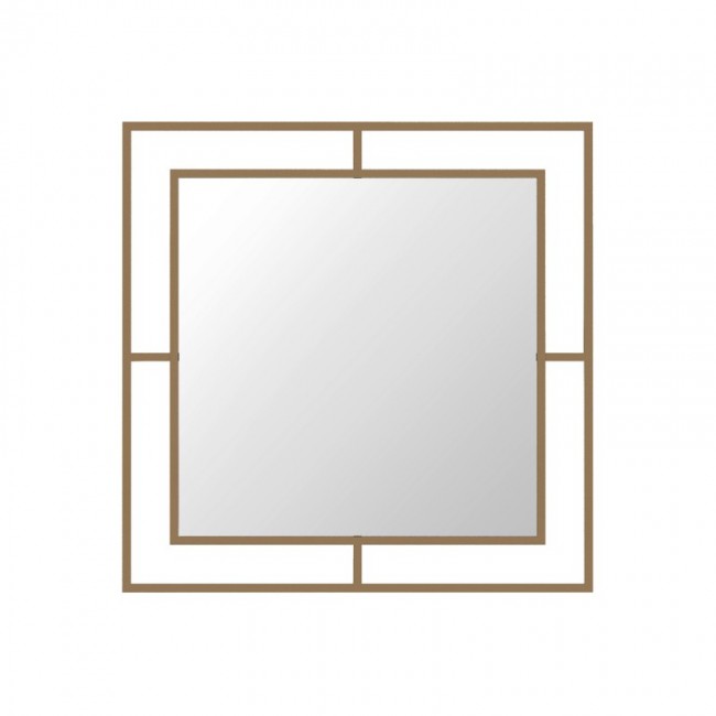 Καθρέφτης "BEAUTY" τετράγωνος από μέταλλο σε χρυσό χρώμα 58,6x58,6x2
