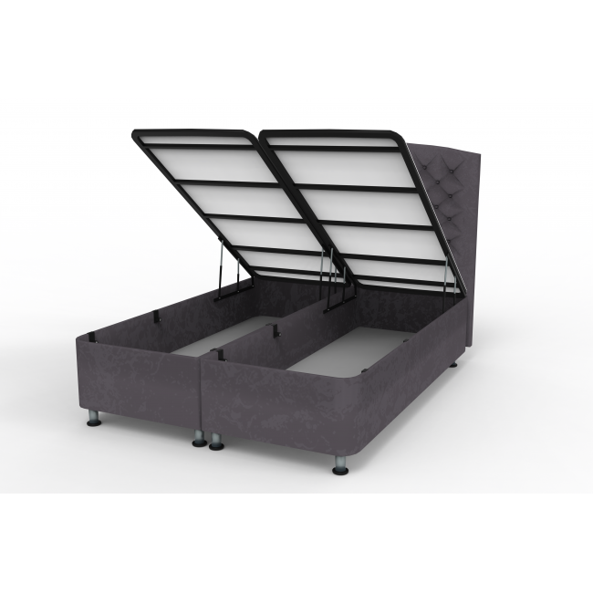 Κρεβάτι με στρώμα "PLATINΙUM" διπλό με αποθηκευτικό χώρο από βελούδο σε γκρι χρώμα 160x200