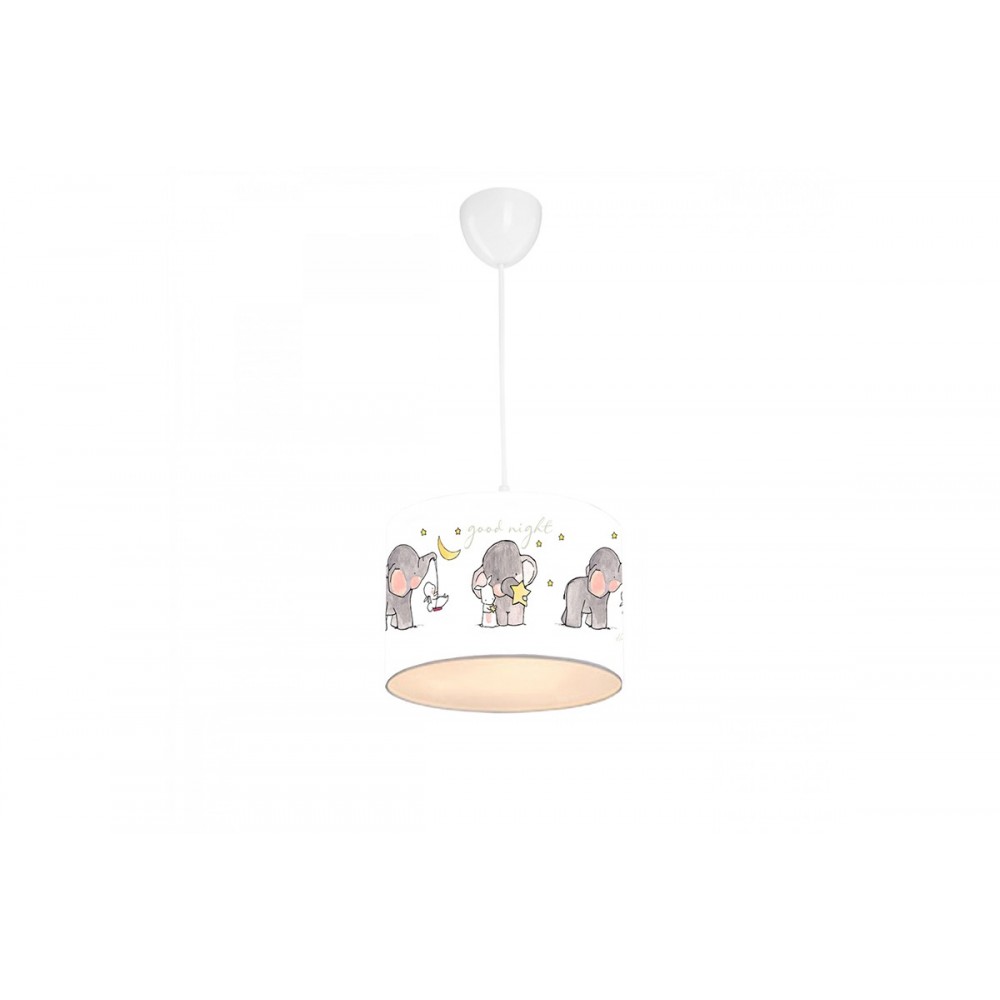 Φωτιστικό παιδικό μονόφωτο "ΕΛΕΦΑΝΤΑΚΙΑ" από ύφασμα σε εκρού χρώμα Ε27 Φ30x70