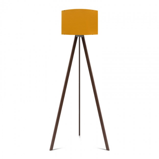 Φωτιστικό δαπέδου "CAPRICCIO" από MDF/ύφασμα σε καρυδί/κίτρινο χρώμα E27 Φ38x140