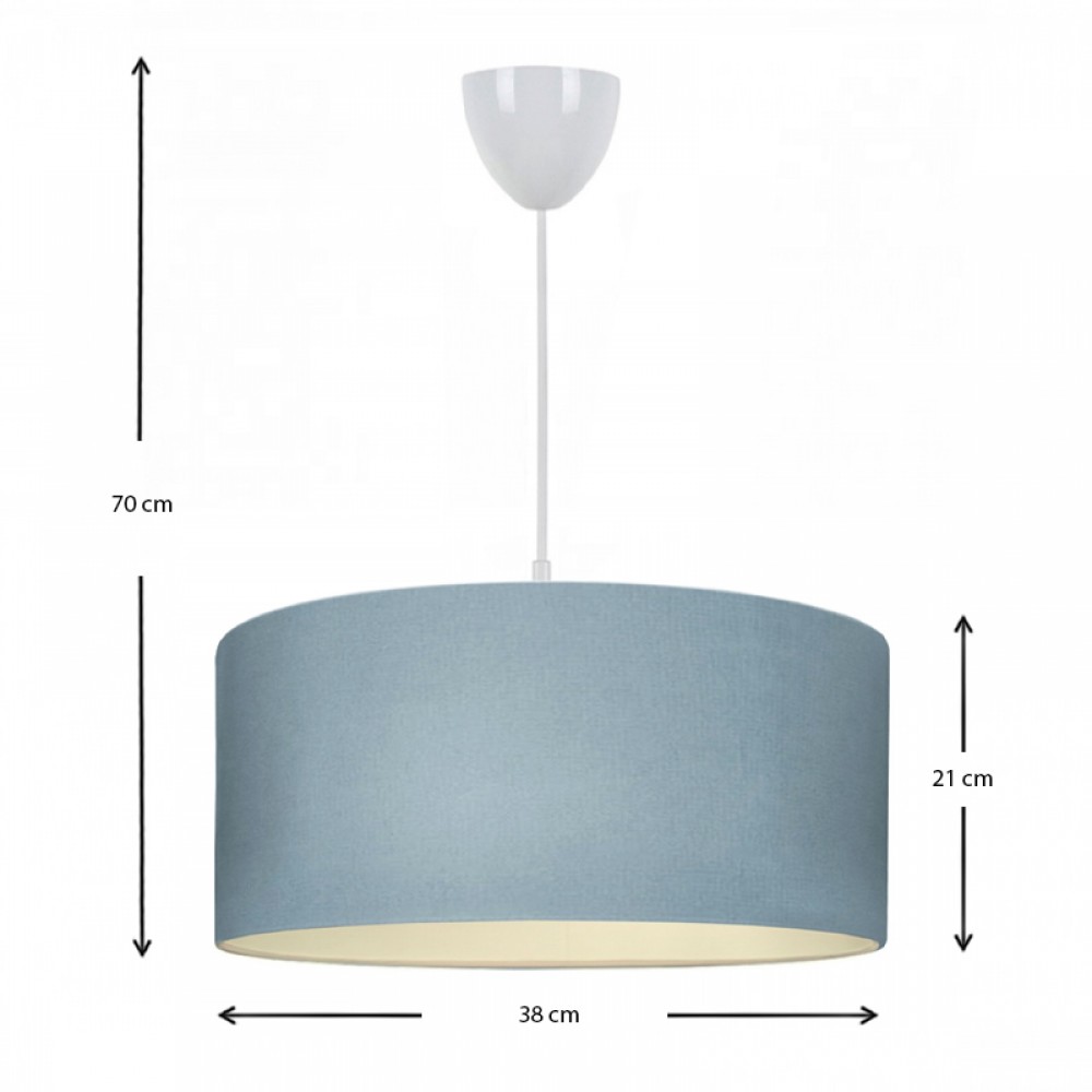 Φωτιστικό μονόφωτο από ύφασμα σε μπλε χρώμα Ε27 Φ38