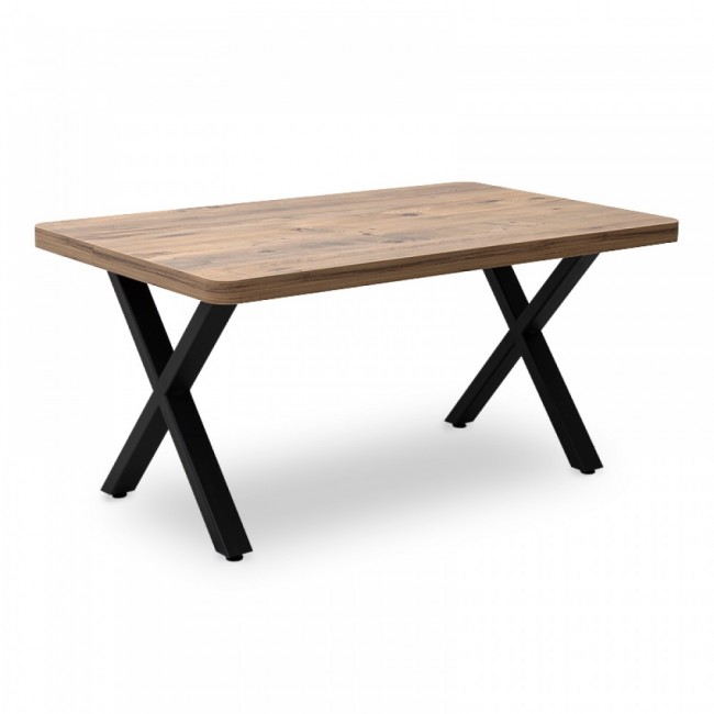 Τραπέζι σαλονιού "MOERA" από MDF/μέταλλο σε χρώμα ακακία/μαύρο 110x65x43