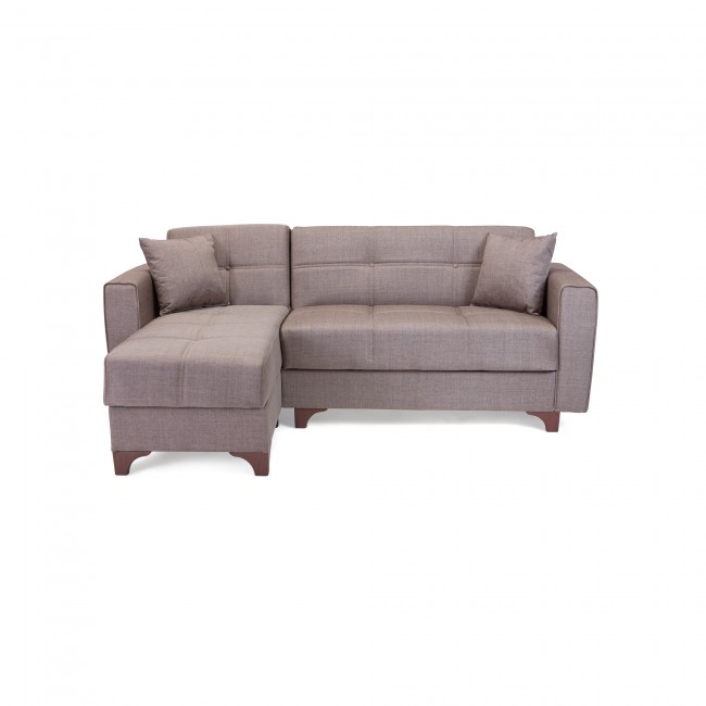 Γωνιακός καναπές κρεβάτι PICA αναστρέψιμος ύφασμα μπεζ 230x145x84