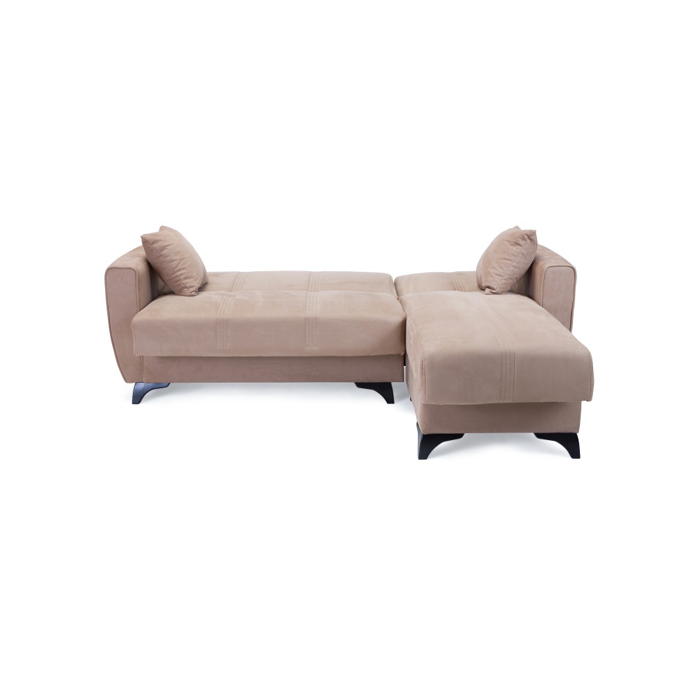 Γωνιακός καναπές κρεβάτι RAF αναστρέψιμος ύφασμα μπεζ 230x145x84