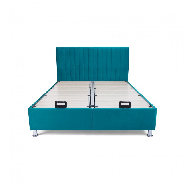 Κρεβάτι διπλό ''GALA'' με αποθηκευτικό χώρο χρώμα υφάσματος velvet πετρολ 160x200