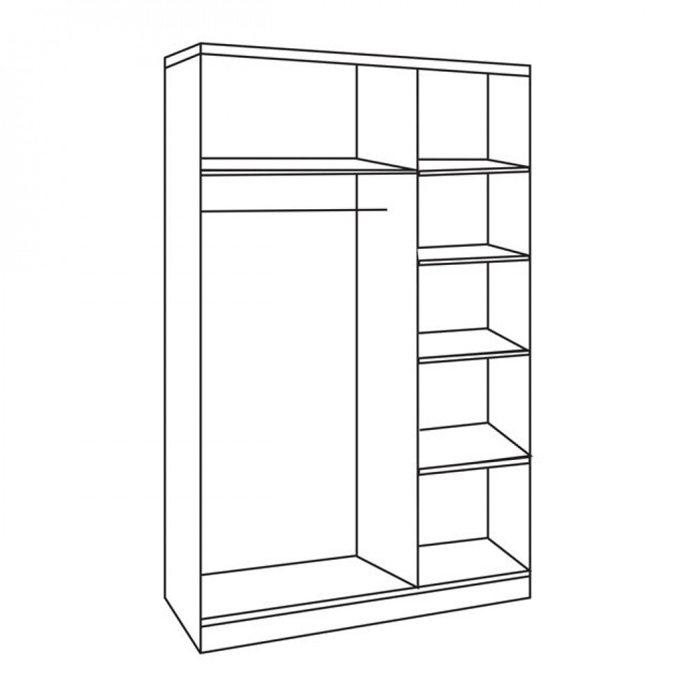 Ντουλάπα ρούχων τρίφυλλη REAL με 5 ράφια & κρεμάστρα ρούχων σε χρώμα λευκό 90x42.5x180.5