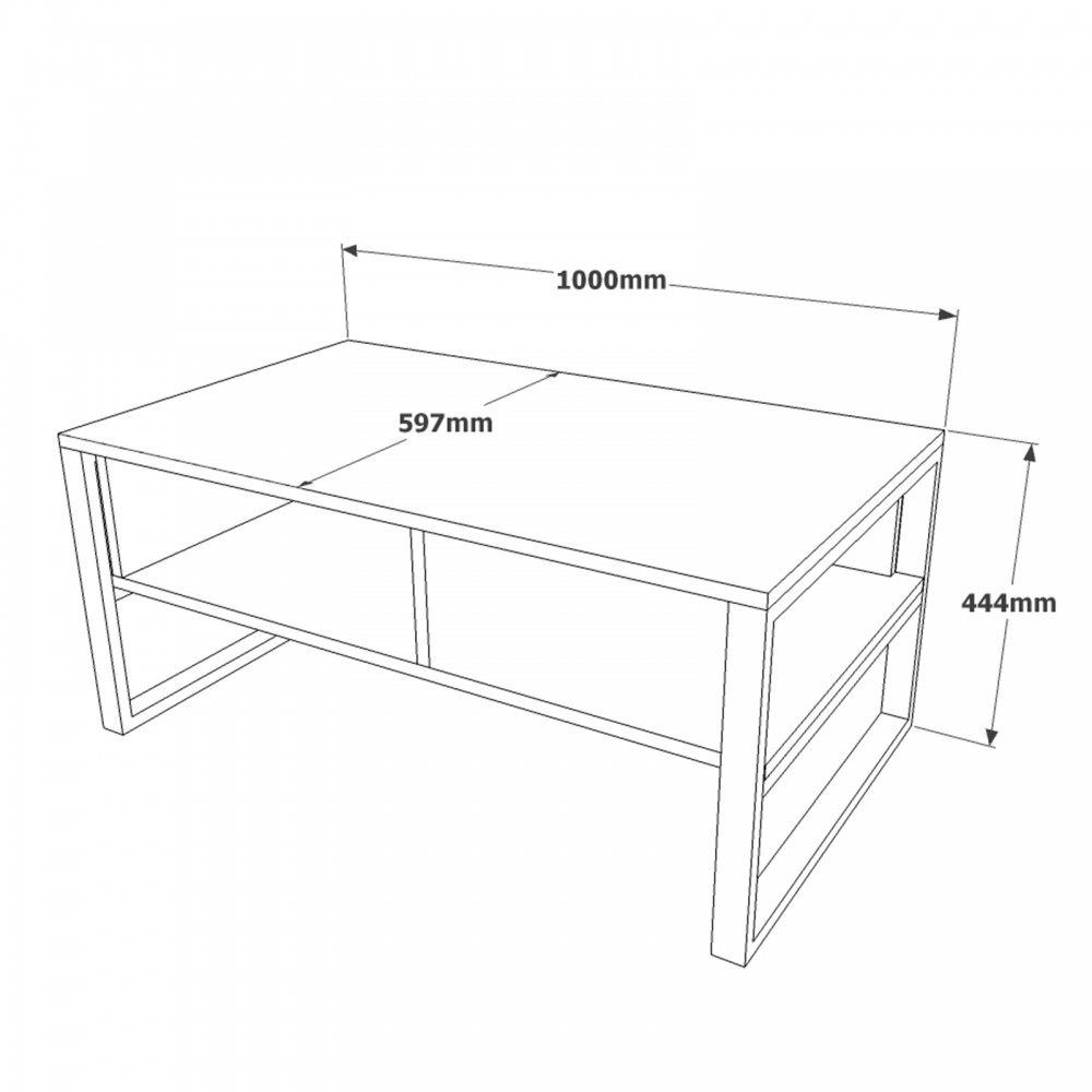 Τραπέζι σαλονιού "VIANA" από ξύλο/μέταλλο σε atlantic pine/μαύρο χρώμα 100x60x44