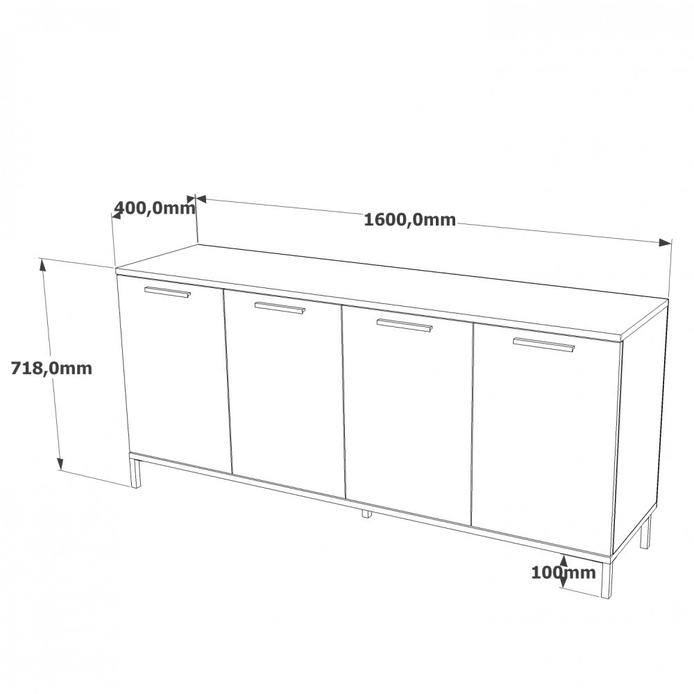 Μπουφές "VIANA" σε atlantic pine/ανθρακί χρώμα 160x40x72