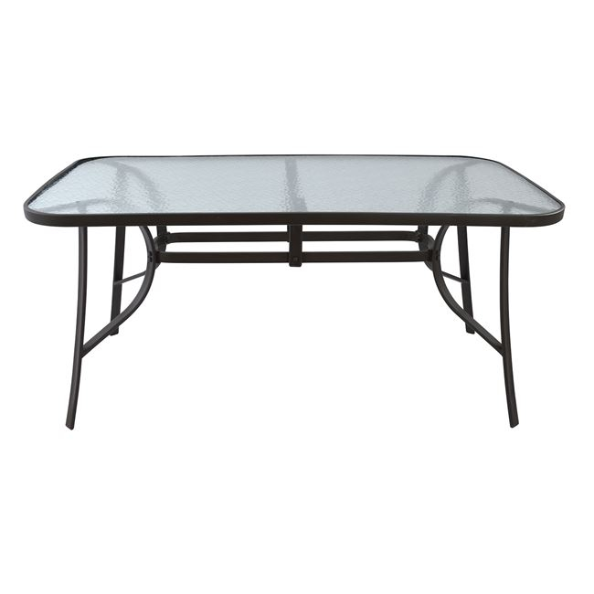 Τραπέζι κήπου "Leno" καφέ μέταλλο-tempered γυαλί 160x90x70