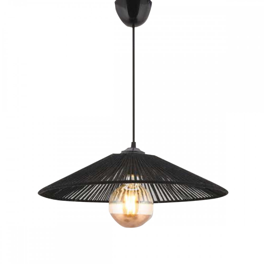 Φωτιστικό μονόφωτο "AROS" από paper rope σε μαύρο χρώμα Ε27 Φ40x10