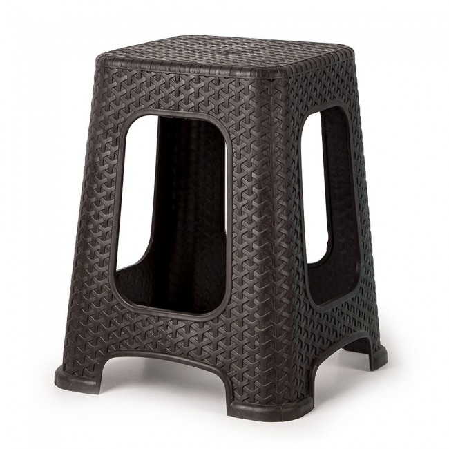 Σκαμπό εξωτερικού χώρου Rattan Tif βαρέως τύπου σε χρώμα καφέ 37x37x45