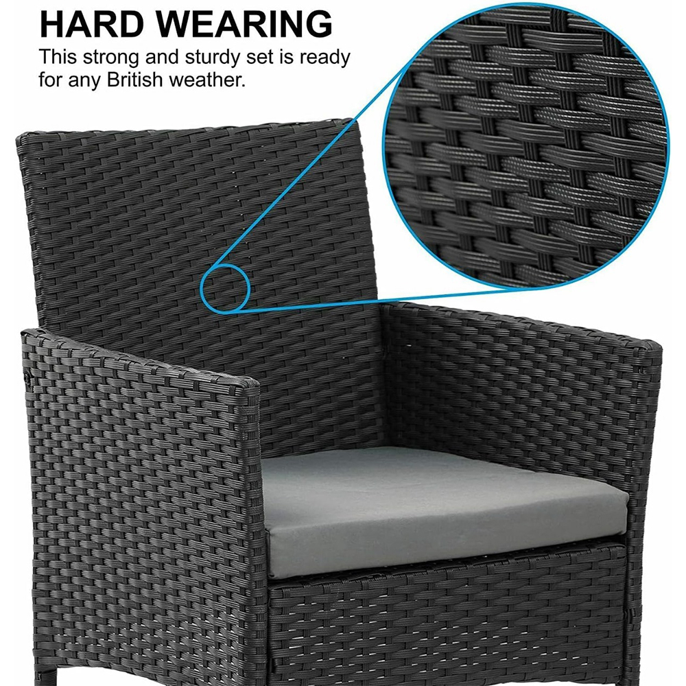 Σαλόνι κήπου Calma σετ 4τμχ rattan μαύρο-ύφασμα γκρι