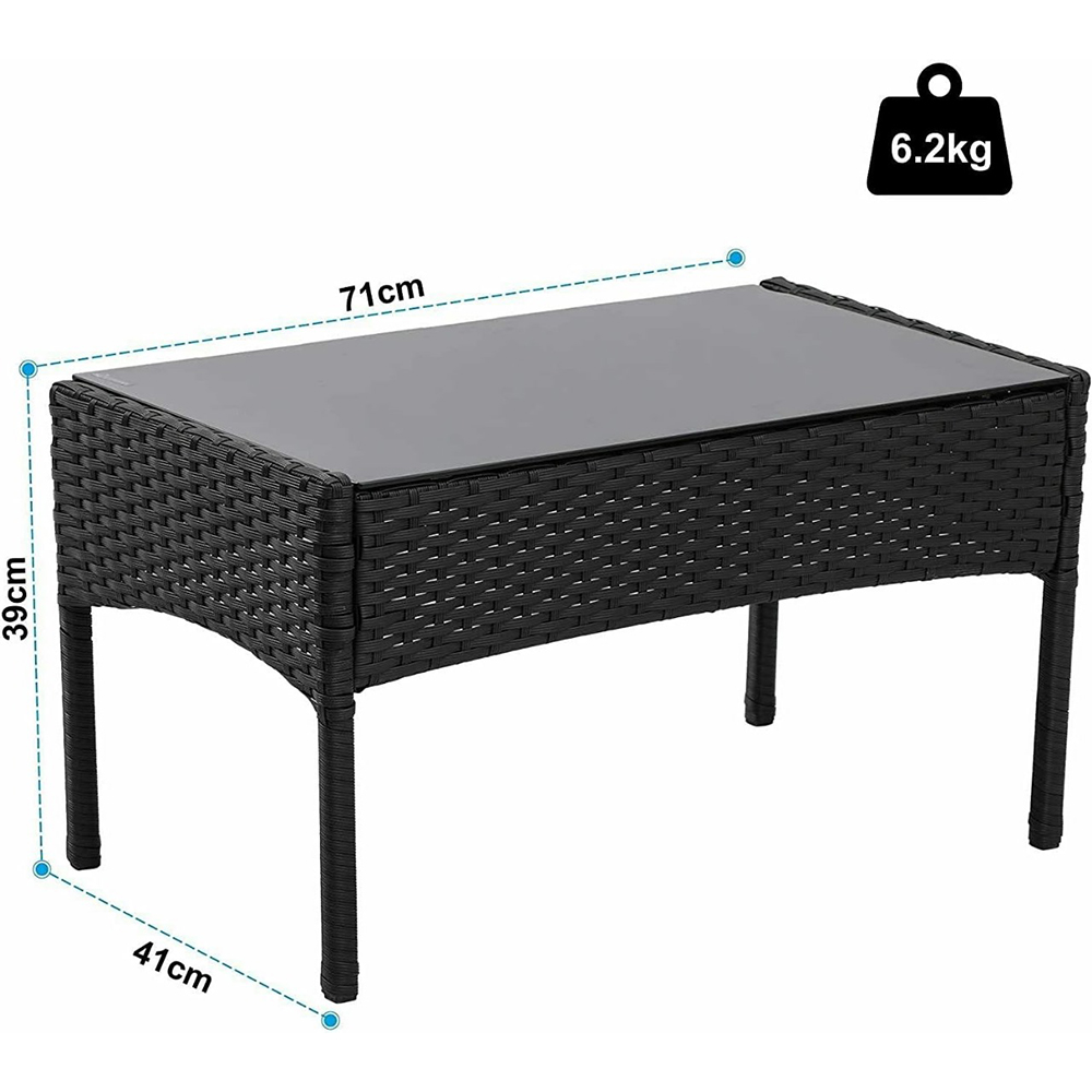 Σαλόνι κήπου Calma σετ 4τμχ rattan μαύρο-ύφασμα γκρι