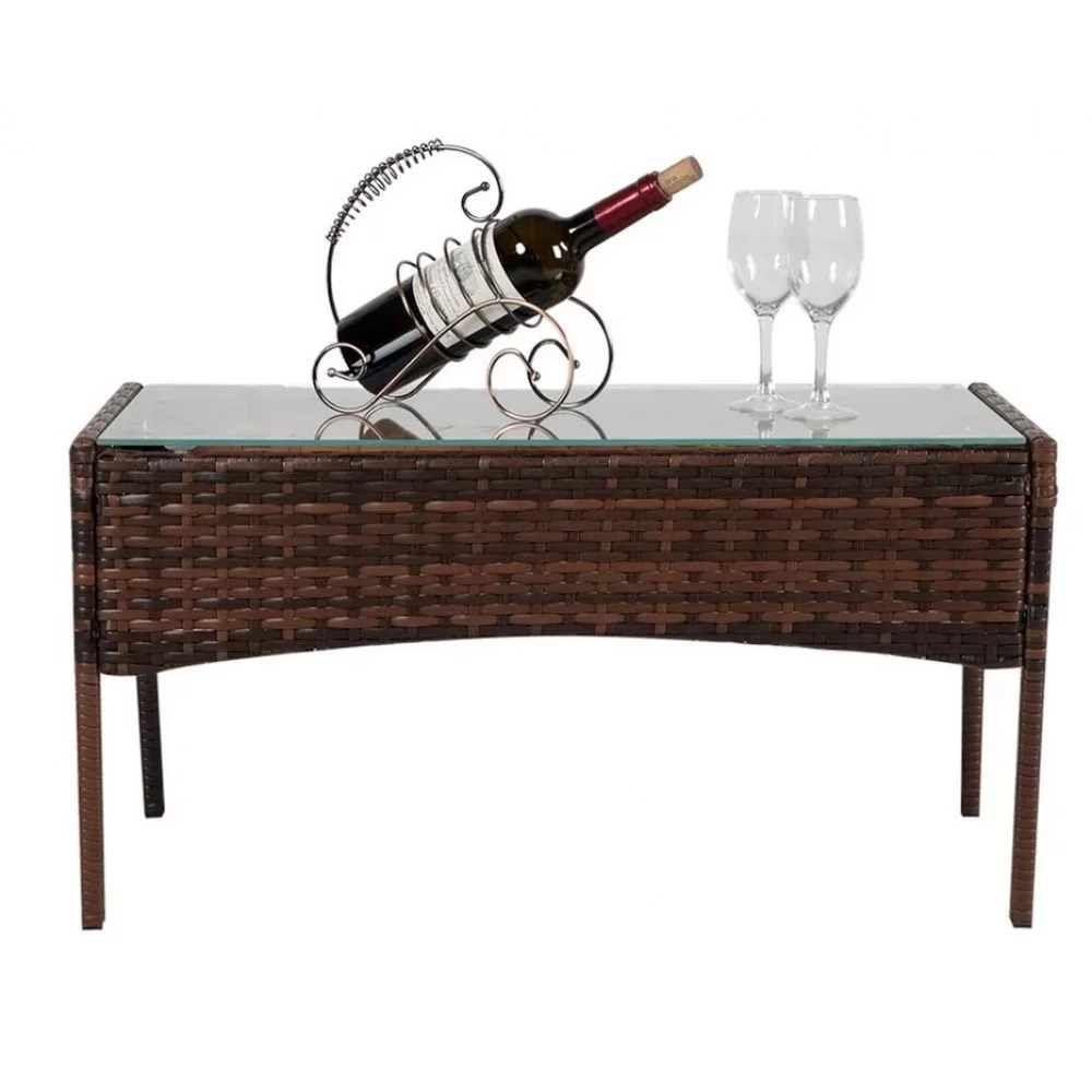 Σαλόνι κήπου Calma σετ 4τμχ rattan cappuccino-ύφασμα μπεζ