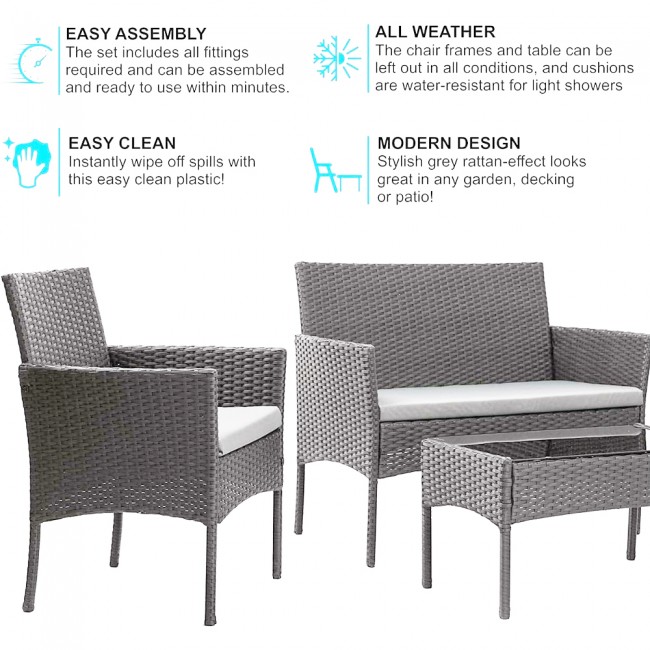 Σαλόνι κήπου Calma σετ 4τμχ rattan γκρι-ύφασμα μπεζ