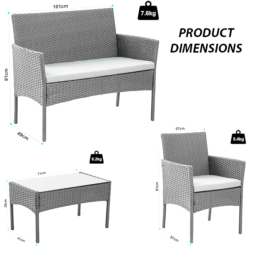 Σαλόνι κήπου Calma σετ 4τμχ rattan γκρι-ύφασμα μπεζ