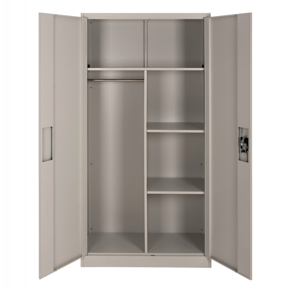 Μεταλλική ντουλάπα Steel με χώρισμα σε απόχρωση ανοιχτό γκρι 90x40x180