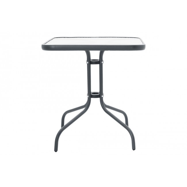 Τραπέζι κήπου "Leno" μέταλλο ανθρακί-γυαλί 60x60x70