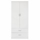 Ντουλάπα ρούχων δίφυλλη REAL με 2 συρτάρια χρώμα λευκό 80x42.5x180.5