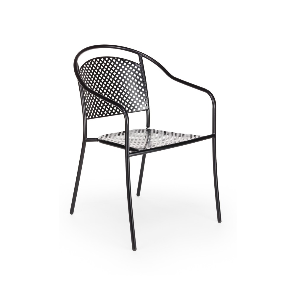 Πολυθρόνα μεταλλική ANIA στοιβαζόμενη μαύρο μέταλλο 55x58x81