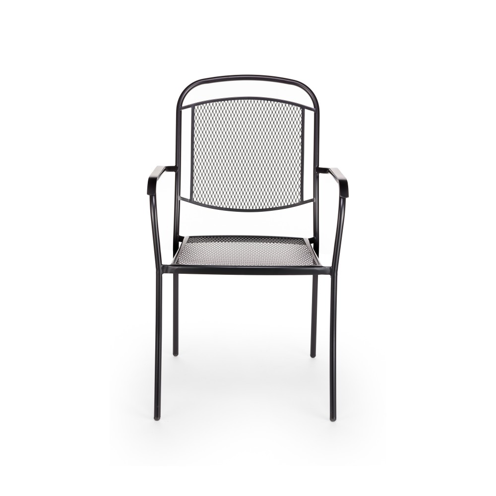 Πολυθρόνα μεταλλική RENA στοιβαζόμενη μαύρο μέταλλο 56,5x60x92