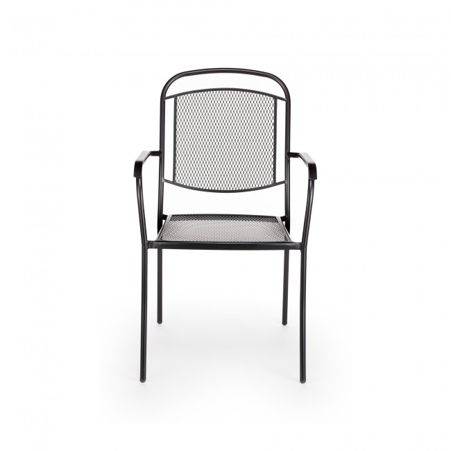 Πολυθρόνα μεταλλική RENA στοιβαζόμενη μαύρο μέταλλο 56,5x60x92
