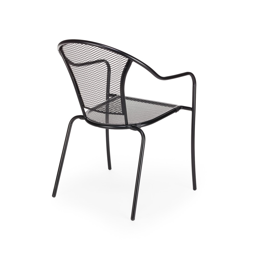 Πολυθρόνα μεταλλική LIV στοιβαζόμενη μαύρο μέταλλο 53x61x82