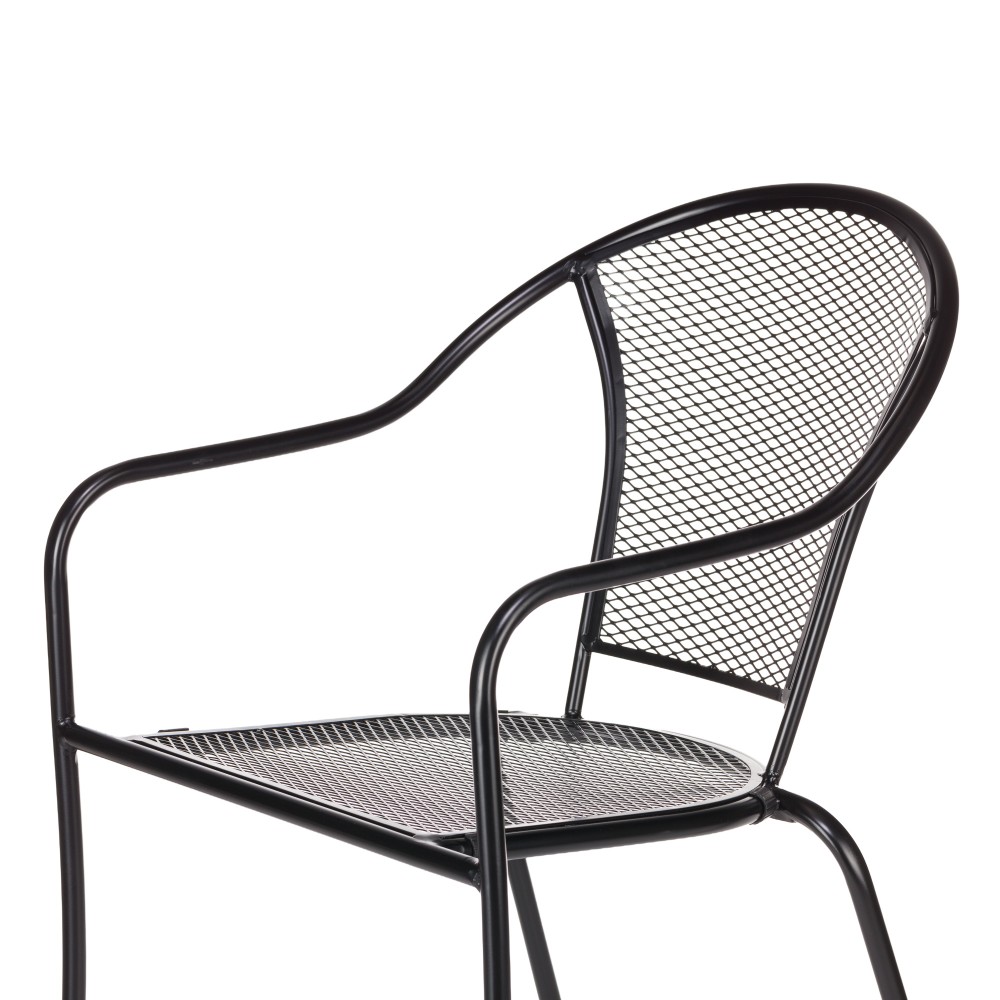 Πολυθρόνα μεταλλική LIV στοιβαζόμενη μαύρο μέταλλο 53x61x82