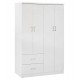 Ντουλάπα ρούχων τετράφυλλη REAL με 2 συρτάρια, 4 ράφια & κρεμάστρα χρώμα λευκό 120x42.5x180.5