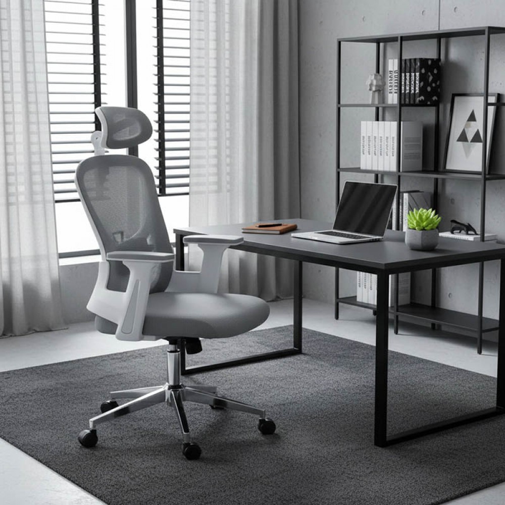 Καρέκλα γραφείου διευθυντή TUS mesh ανοιχτό γκρι 62x63x110/120