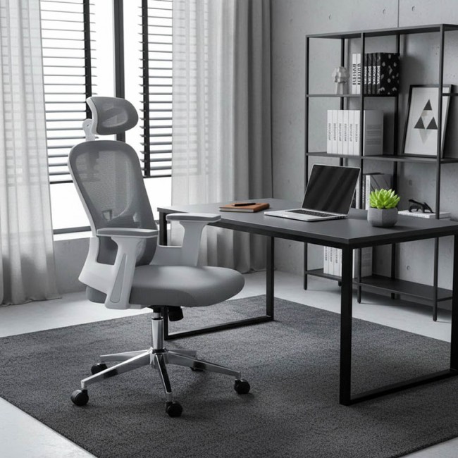 Καρέκλα γραφείου διευθυντή TUS mesh ανοιχτό γκρι 62x63x110/120