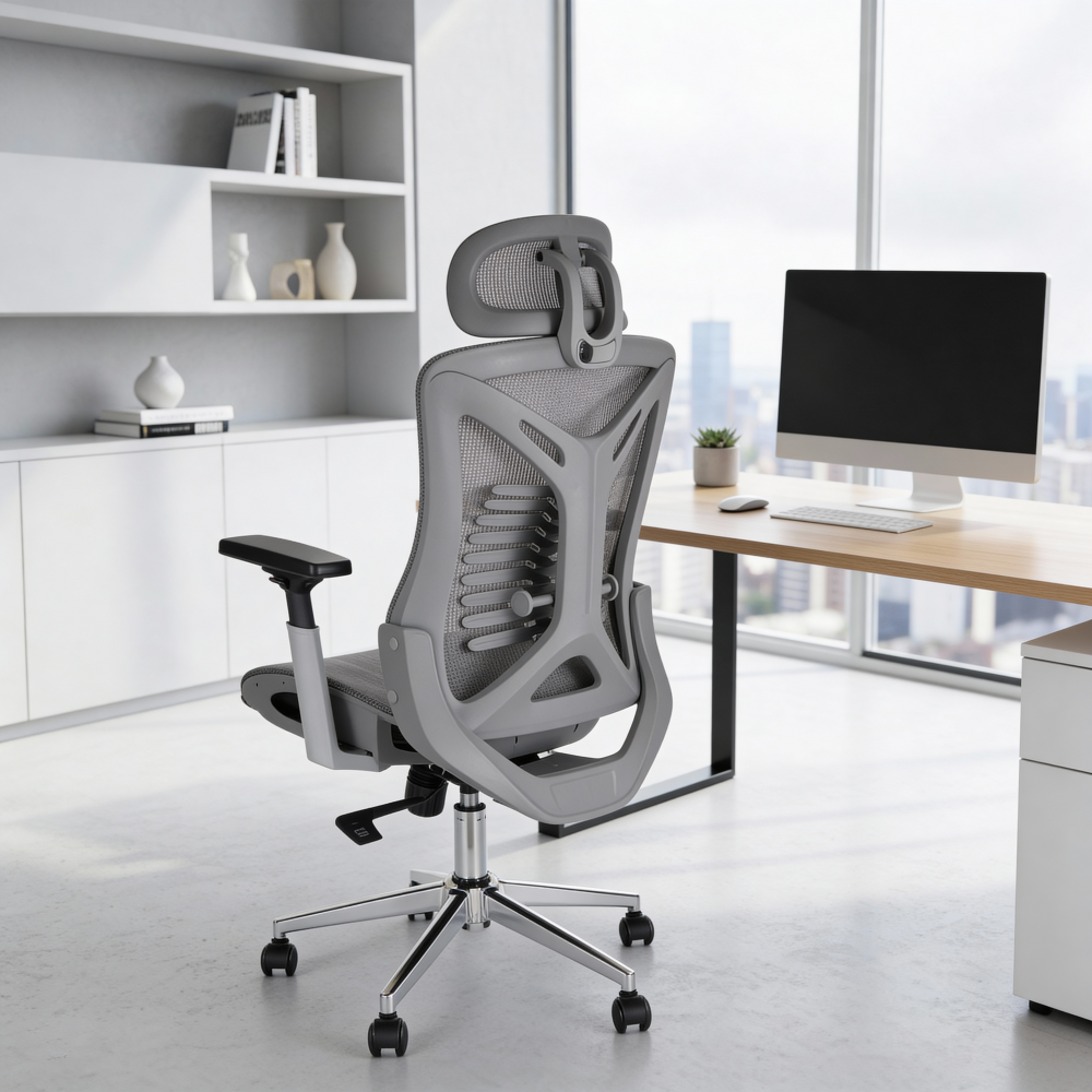 Καρέκλα γραφείου διευθυντή WING mesh ανοιχτό γκρι 65x61x117/125