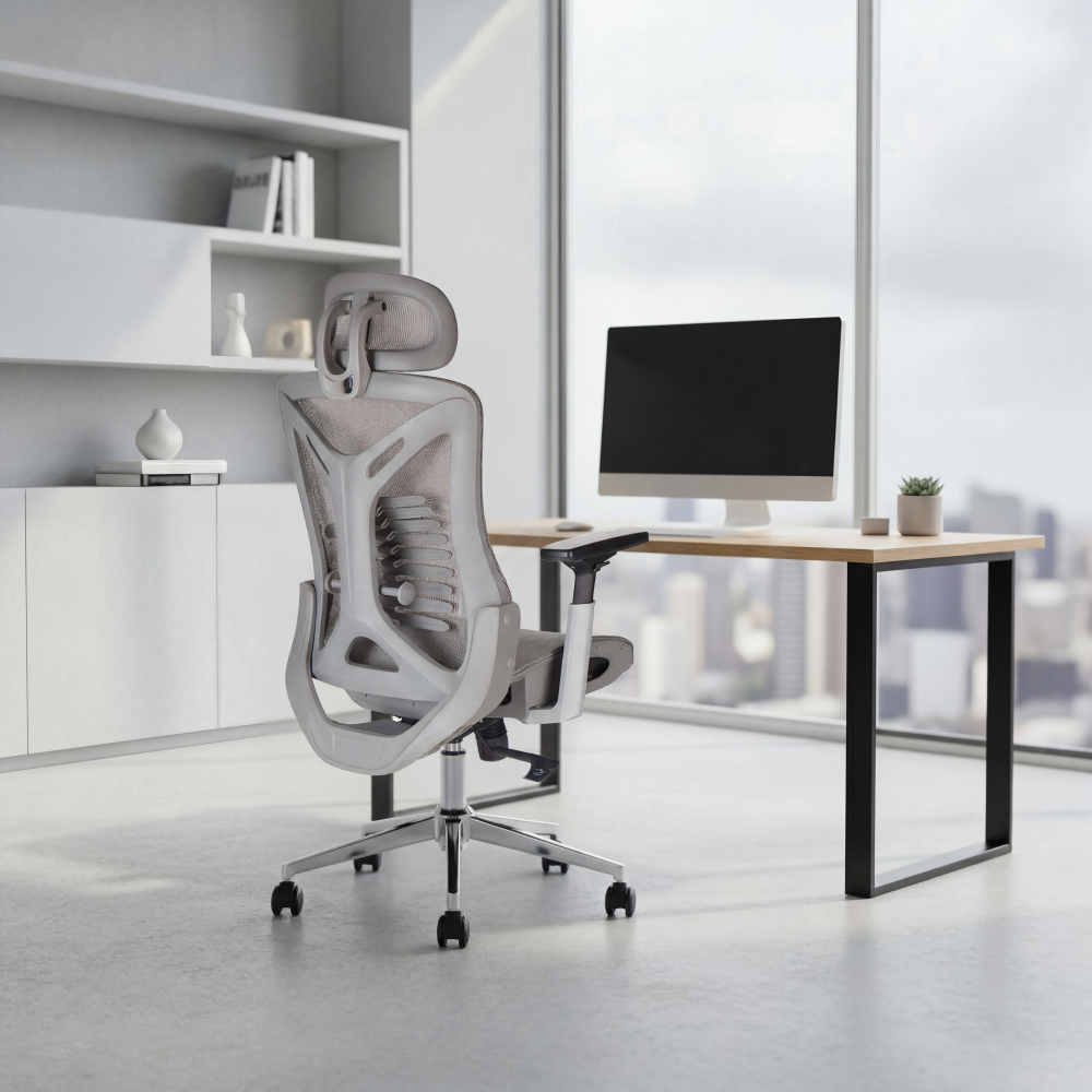 Καρέκλα γραφείου διευθυντή WING mesh ανοιχτό γκρι 65x61x117/125