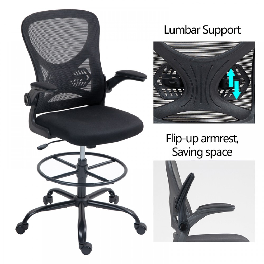 Καρέκλα γραφείου εργασίας ZIO ύφασμα mesh σε μαύρο 62x53x131