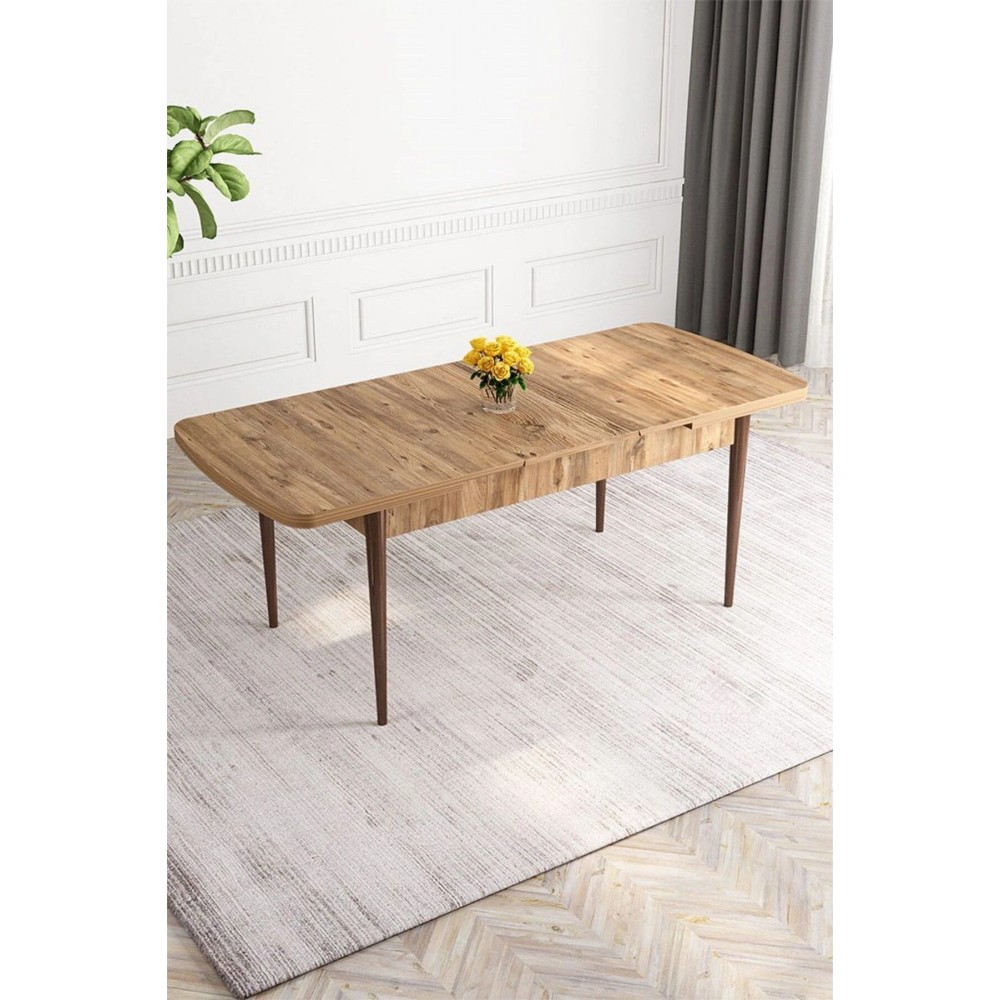 Τραπέζι Quiin επεκτεινόμενο σε χρώμα καρυδί ανοιχτό 130-170x80x78