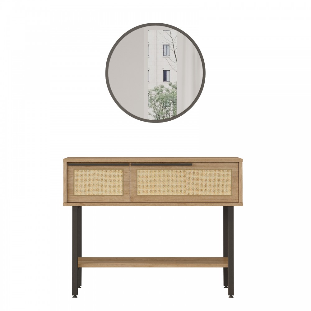 Κονσόλα "VIANA" με καθρέπτη σε χρώμα sepet/μαύρο 100x30x76