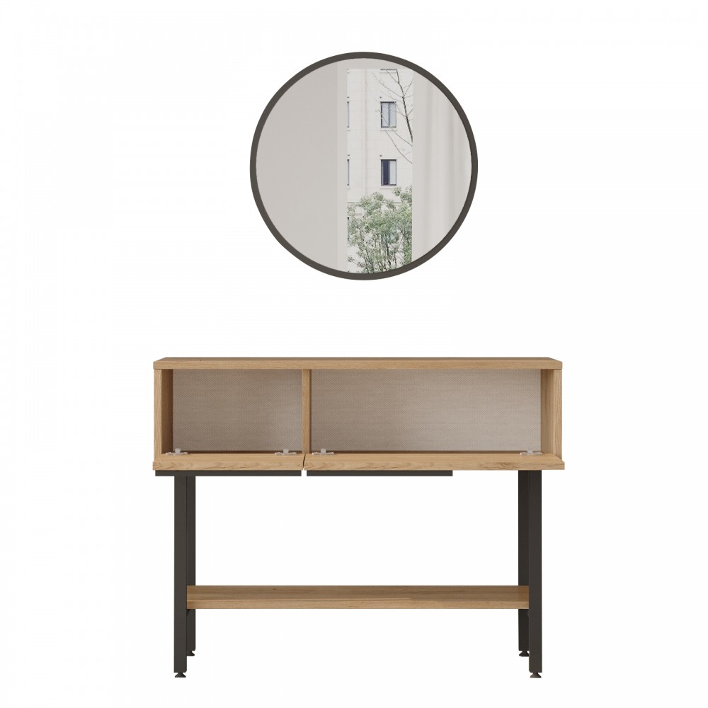 Κονσόλα "VIANA" με καθρέπτη σε χρώμα sepet/μαύρο 100x30x76