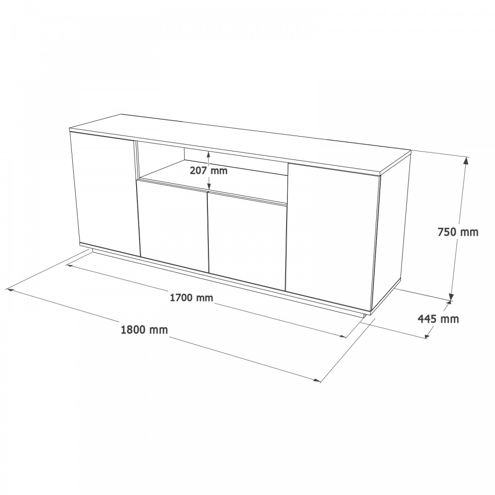 Μπουφές "VIANA" σε χρώμα atlantic pine/λευκό 180x44.5x75