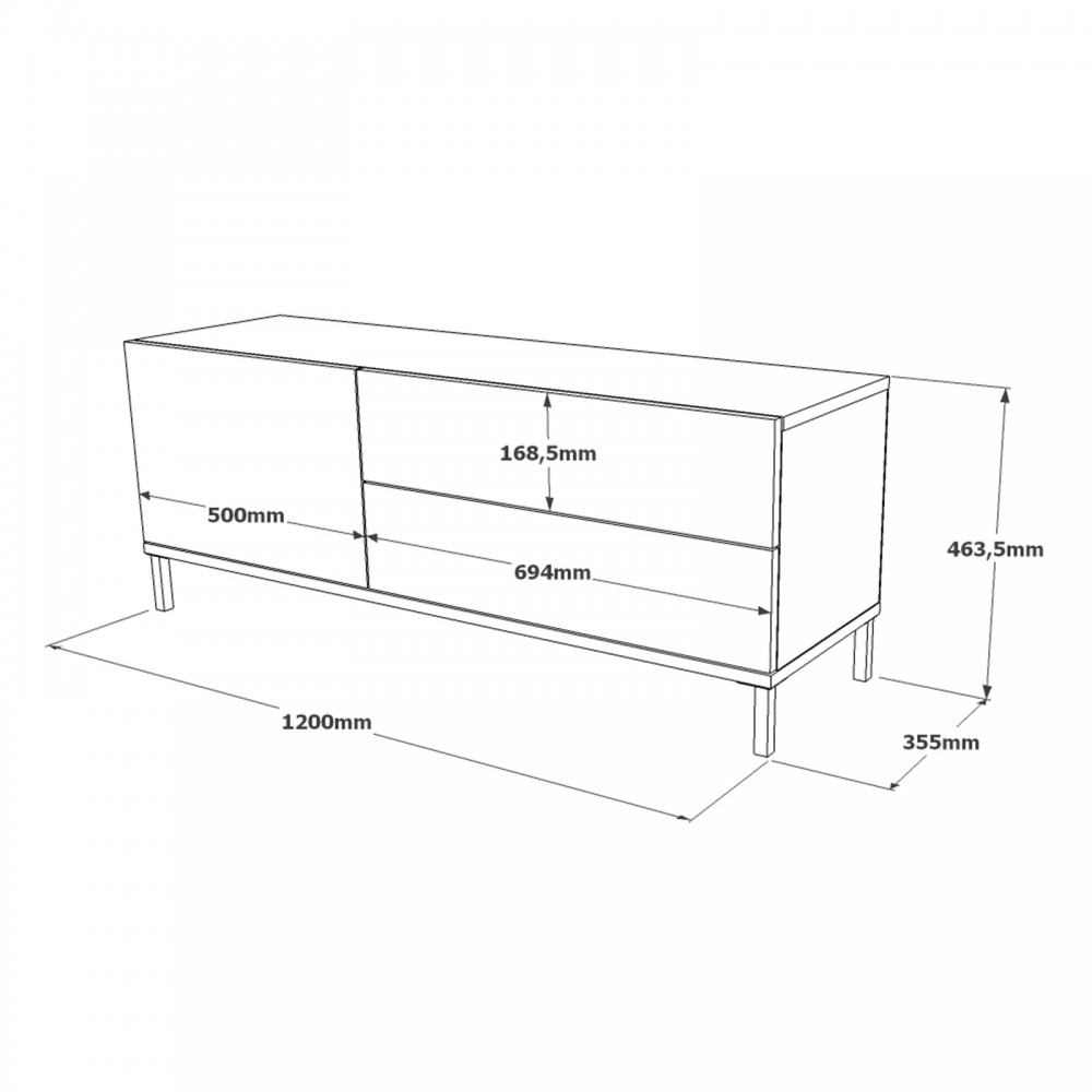 Έπιπλο τηλεόρασης "VIANA" σε χρώμα felt 120x35.5x46.3