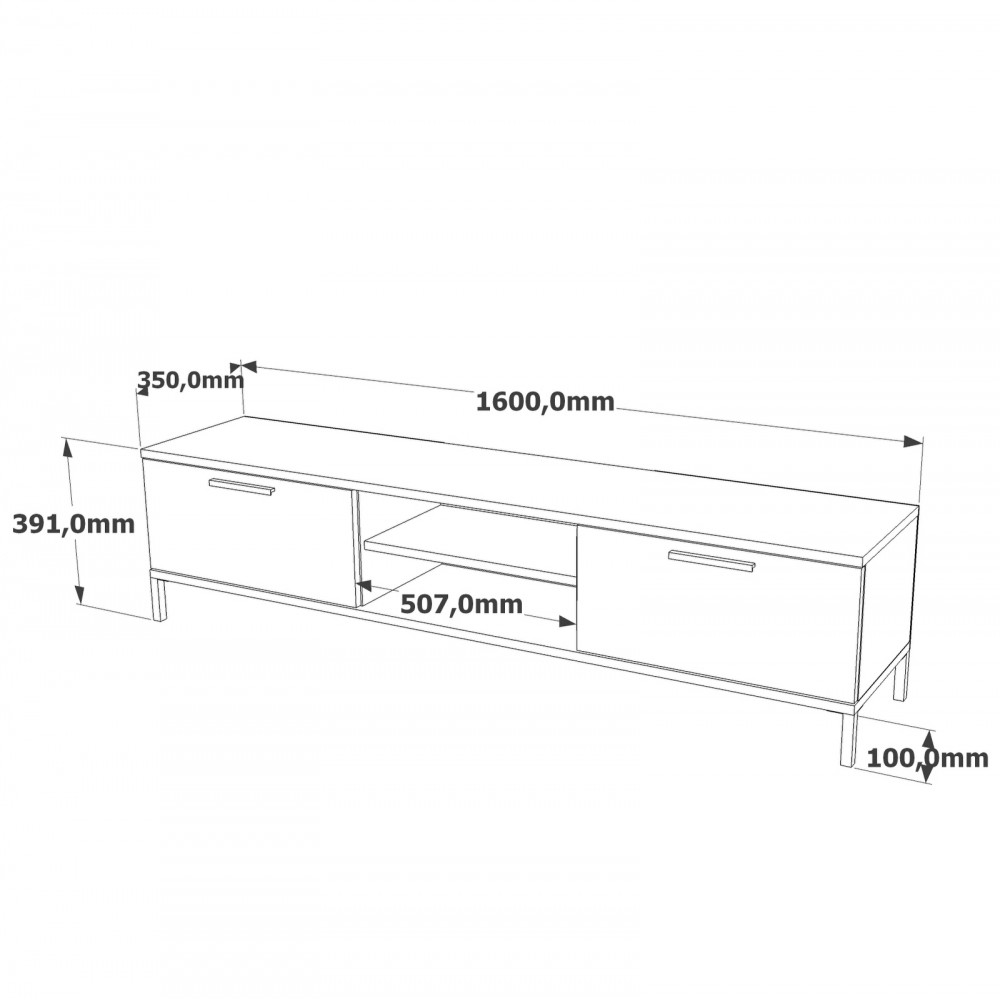 Έπιπλο τηλεόρασης "VIANA" σε χρώμα atlantic pine/ανθρακί 160x35x39