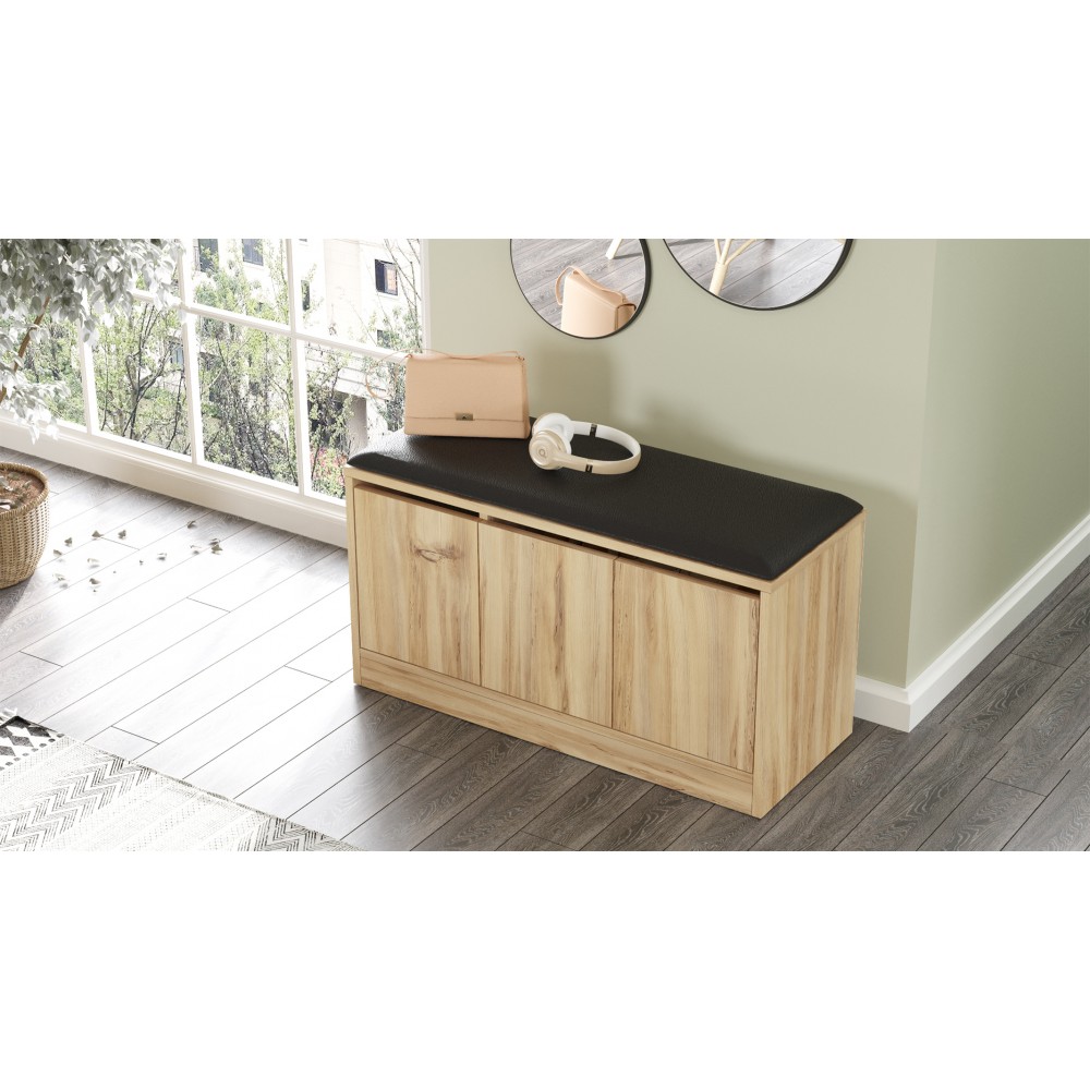 Παπουτσοθήκη "VIANA" με κάθισμα (μαξιλάρι) σε χρώμα felt 90x35.5x45.8