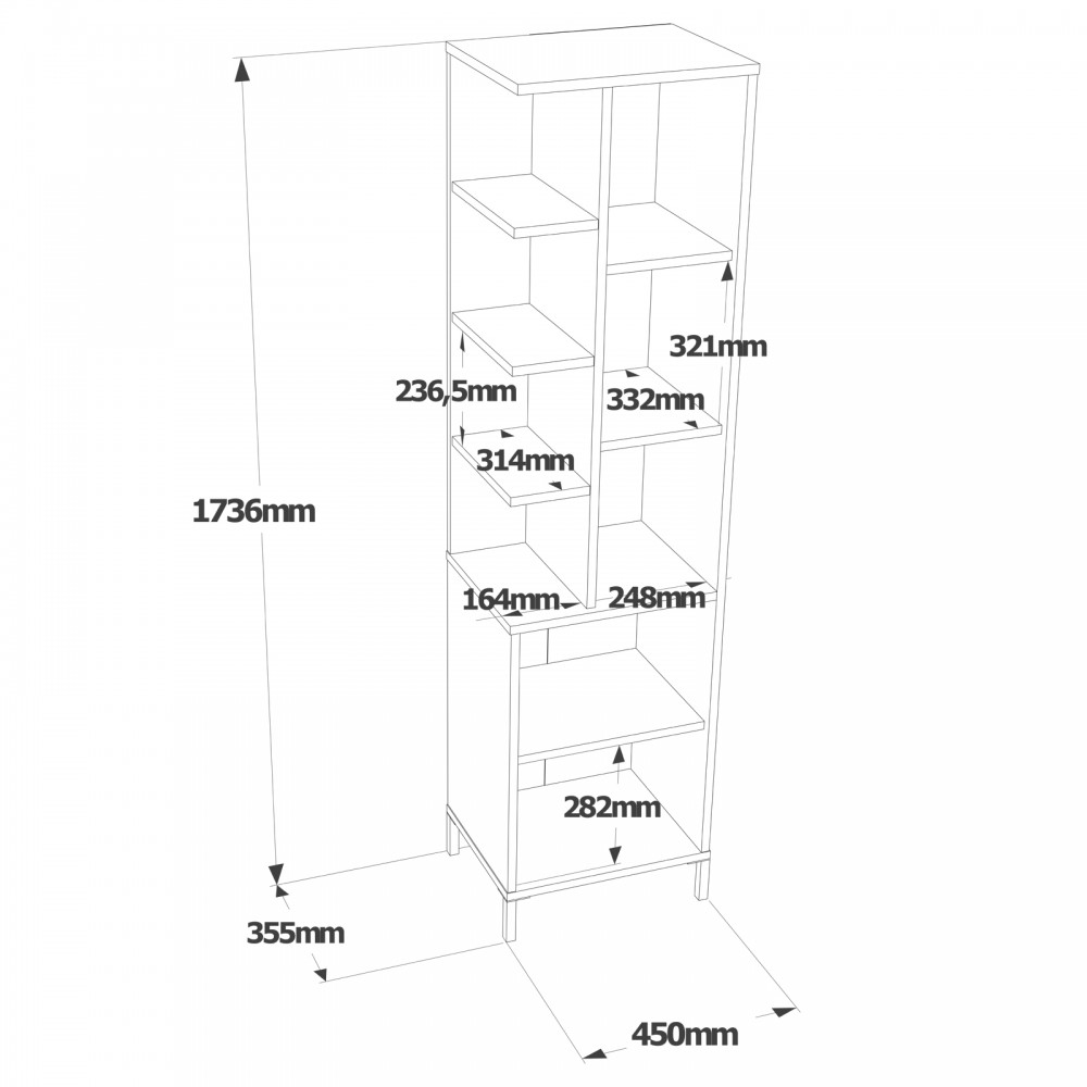 Έπιπλο μπάνιου "VIANA" με 9 ράφια σε χρώμα λευκό 45x35.5x174
