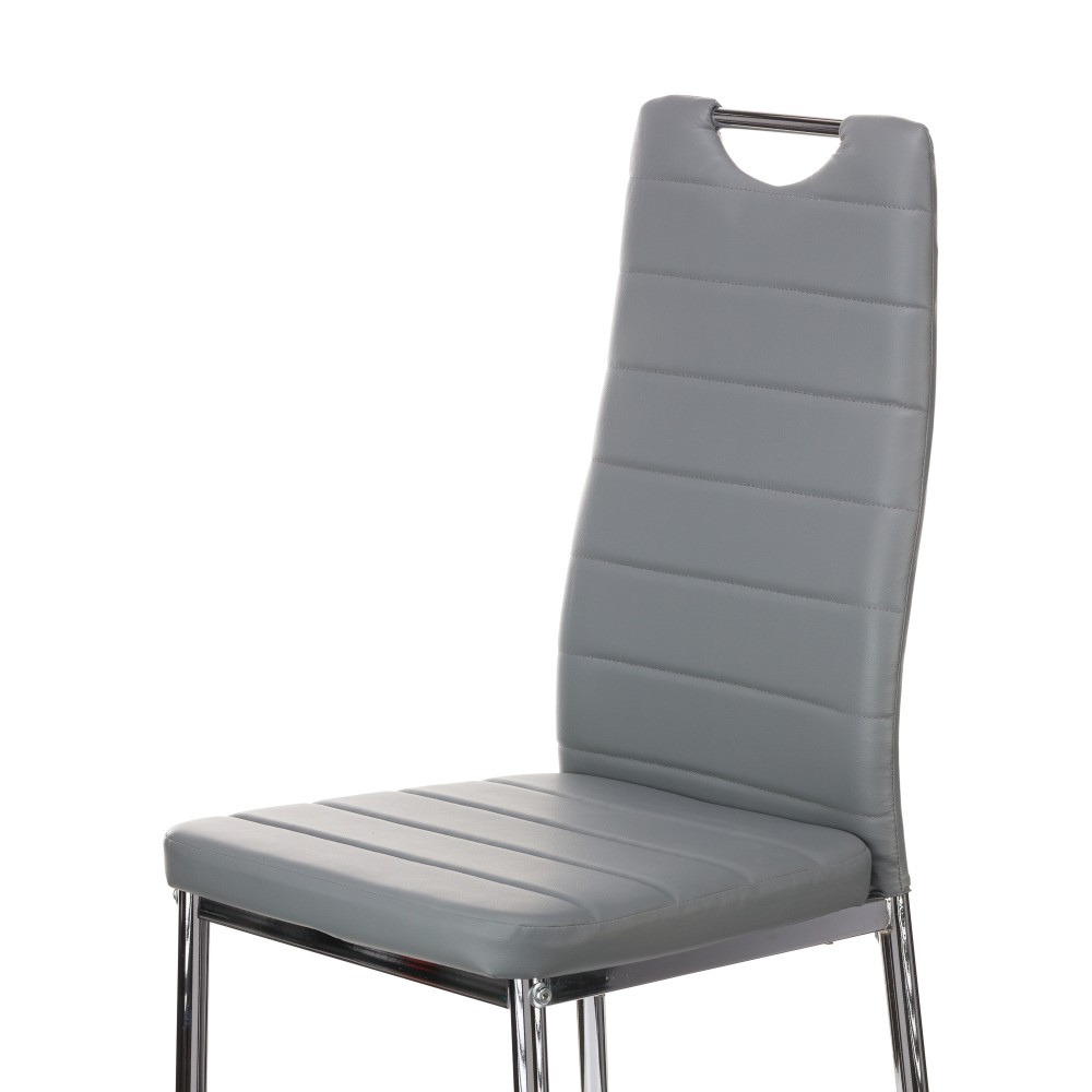 Καρέκλα Tonia PU γκρι-πόδι χρωμίου 52x43x96