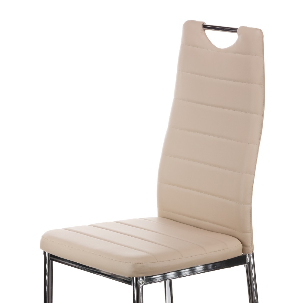 Καρέκλα Tonia PU cappucino-πόδι χρωμίου 52x43x96