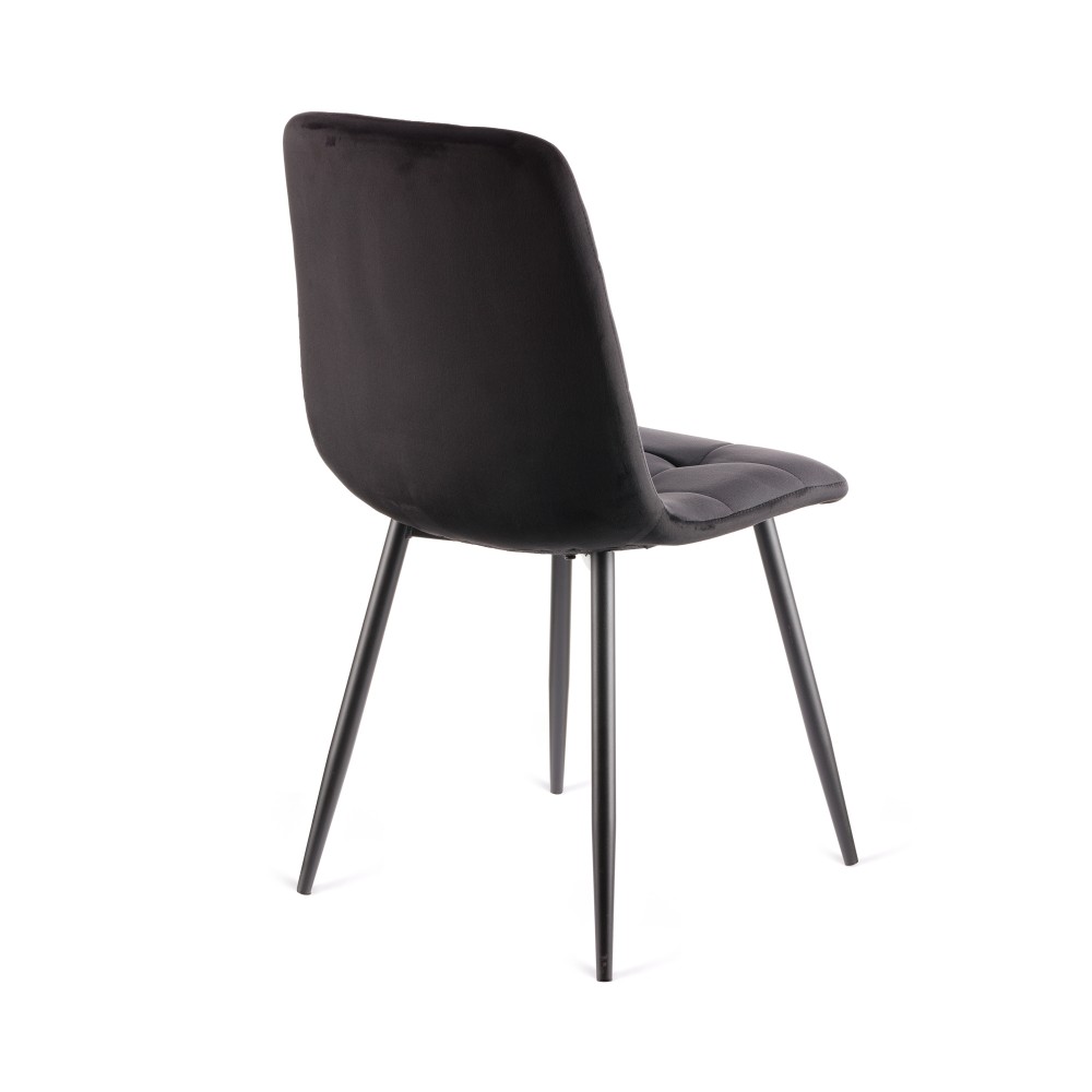 Καρέκλα Rena plus σε βελούδο ύφασμα μαύρο-πόδι μαύρο μεταλλικό 48x55x90