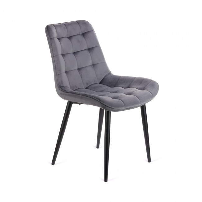 Καρέκλα Vitto γκρι βελούδο-πόδι μαύρο μέταλλο 46x62x80