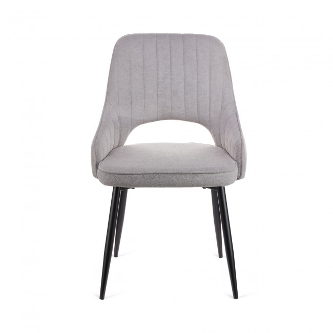 Καρέκλα Tiate γκρι μπουκλέ ύφασμα-πόδι μαύρο μέταλλο 47x51x83