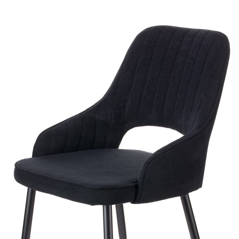 Καρέκλα Tiate μαύρο μπουκλέ ύφασμα-πόδι μαύρο μέταλλο 47x51x83